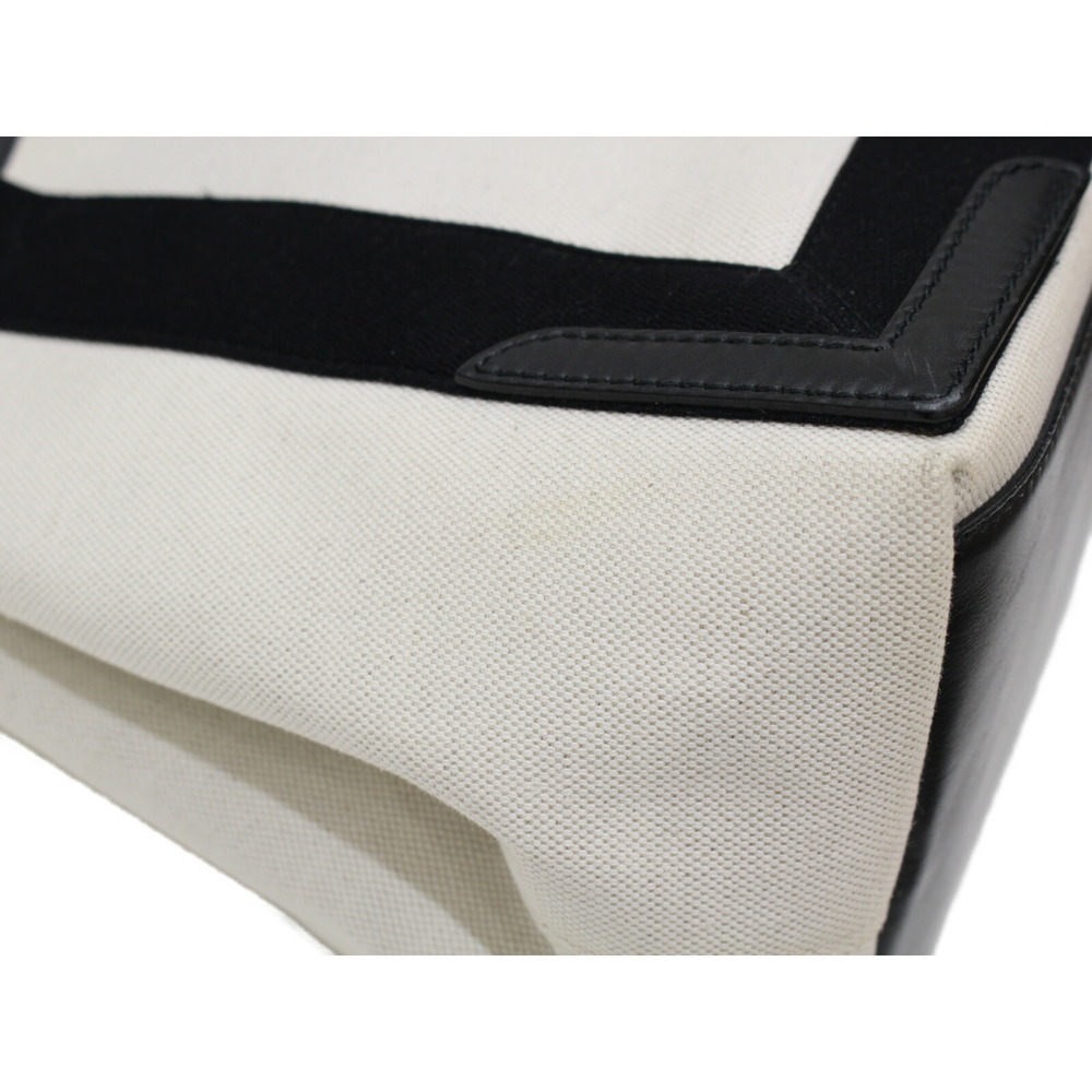 BALENCIAGA Navy Blue Cabas Shoulder bag Canvas leather off white black pouch - Picture 6 of 7